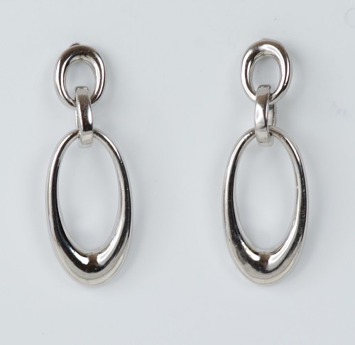 Sterling Silver Double Oval Loop Drop Earrings